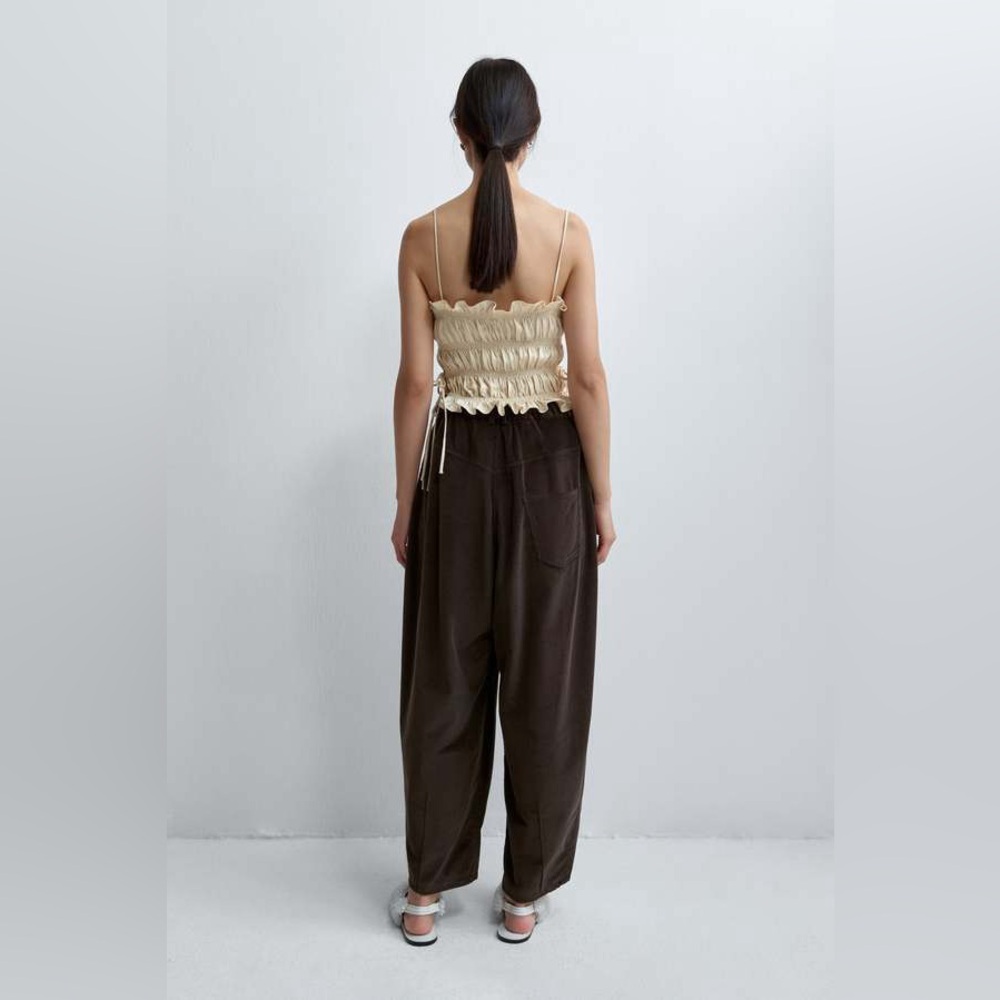 Cordera Corduroy Baggy Pants - Size 1, Brown - Picture 2 of 7